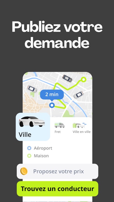inDrive driver list with pricing and arrival times